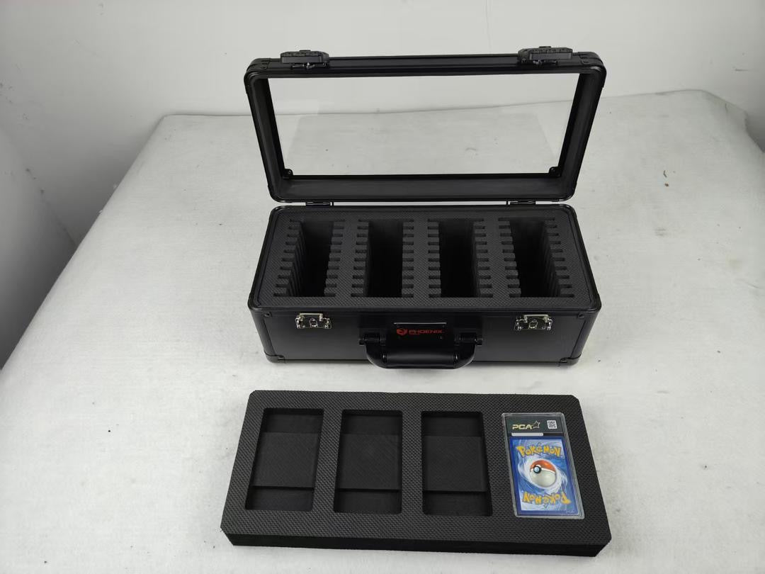 ProShield premium aluminium graded card storage case with 4 window clear showcase